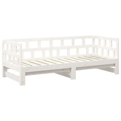 Dormeuse Estraibile Bianca Legno Massello di Pino 2x(80x200) cm | homemem39
