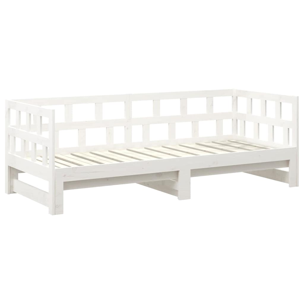 Dormeuse Estraibile Bianca Legno Massello di Pino 2x(80x200) cm