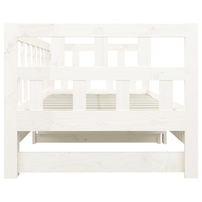 Dormeuse Estraibile Bianca Legno Massello di Pino 2x(80x200) cm | homemem39