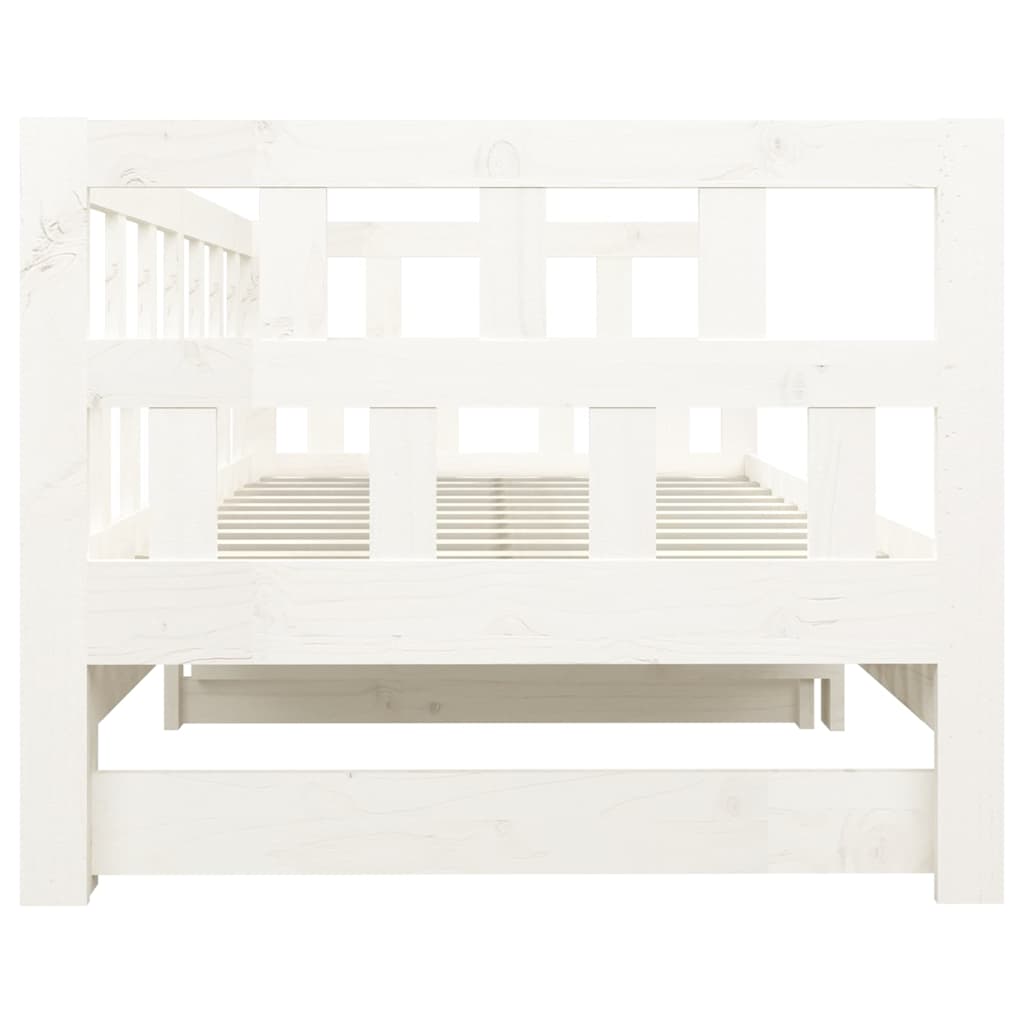 Dormeuse Estraibile Bianca Legno Massello di Pino 2x(80x200) cm