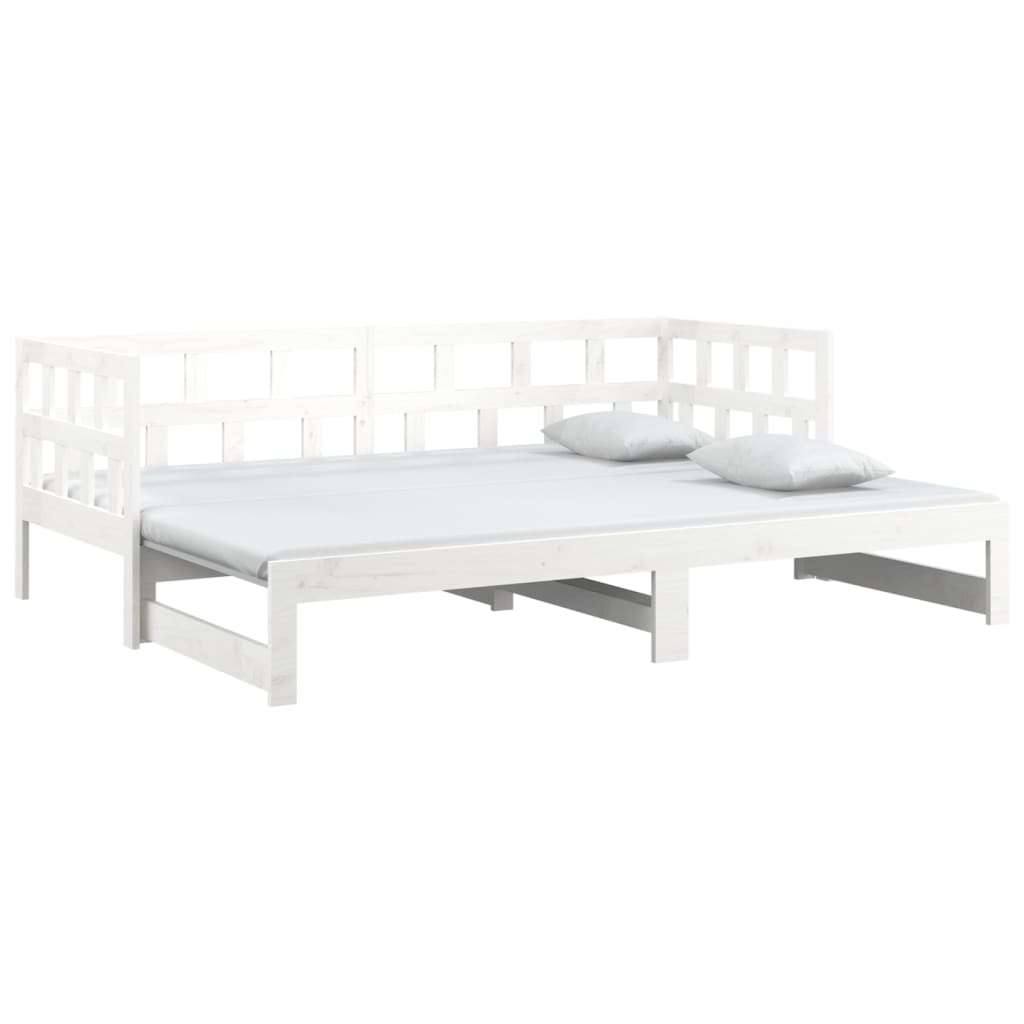 Dormeuse Estraibile Bianca Legno Massello di Pino 2x(90x190) cm | homemem39