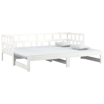 Dormeuse Estraibile Bianca Legno Massello di Pino 2x(90x190) cm | homemem39