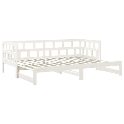 Dormeuse Estraibile Bianca Legno Massello di Pino 2x(90x190) cm | homemem39
