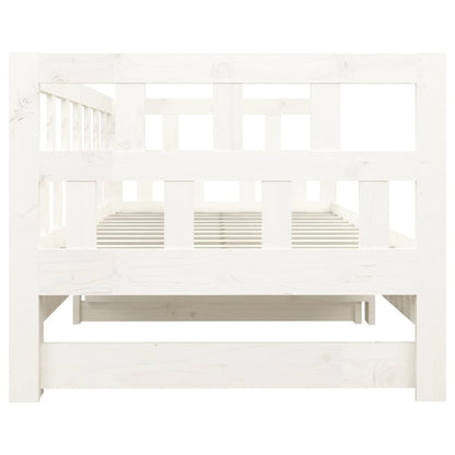Dormeuse Estraibile Bianca Legno Massello di Pino 2x(90x190) cm | homemem39