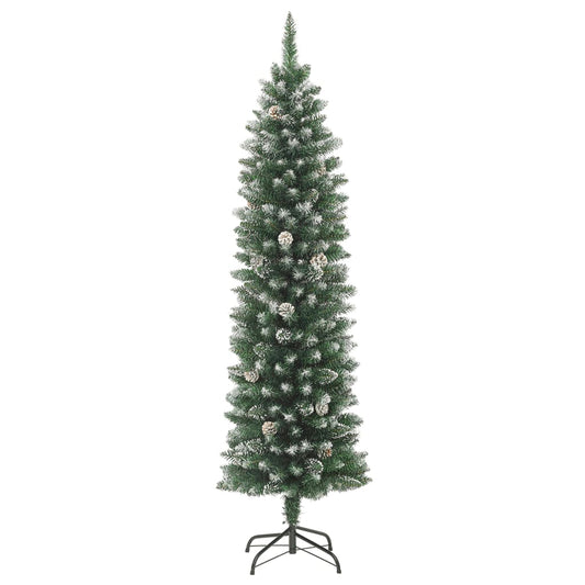 Albero di Natale Artificiale Sottile con Base 210 cm PVC