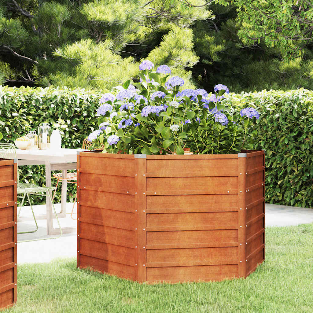 Letto Rialzato da Giardino Ruggine 129x129x77 cm Acciaio Corten - homemem39