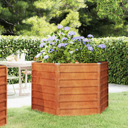 Letto Rialzato da Giardino Ruggine 129x129x77 cm Acciaio Corten - homemem39