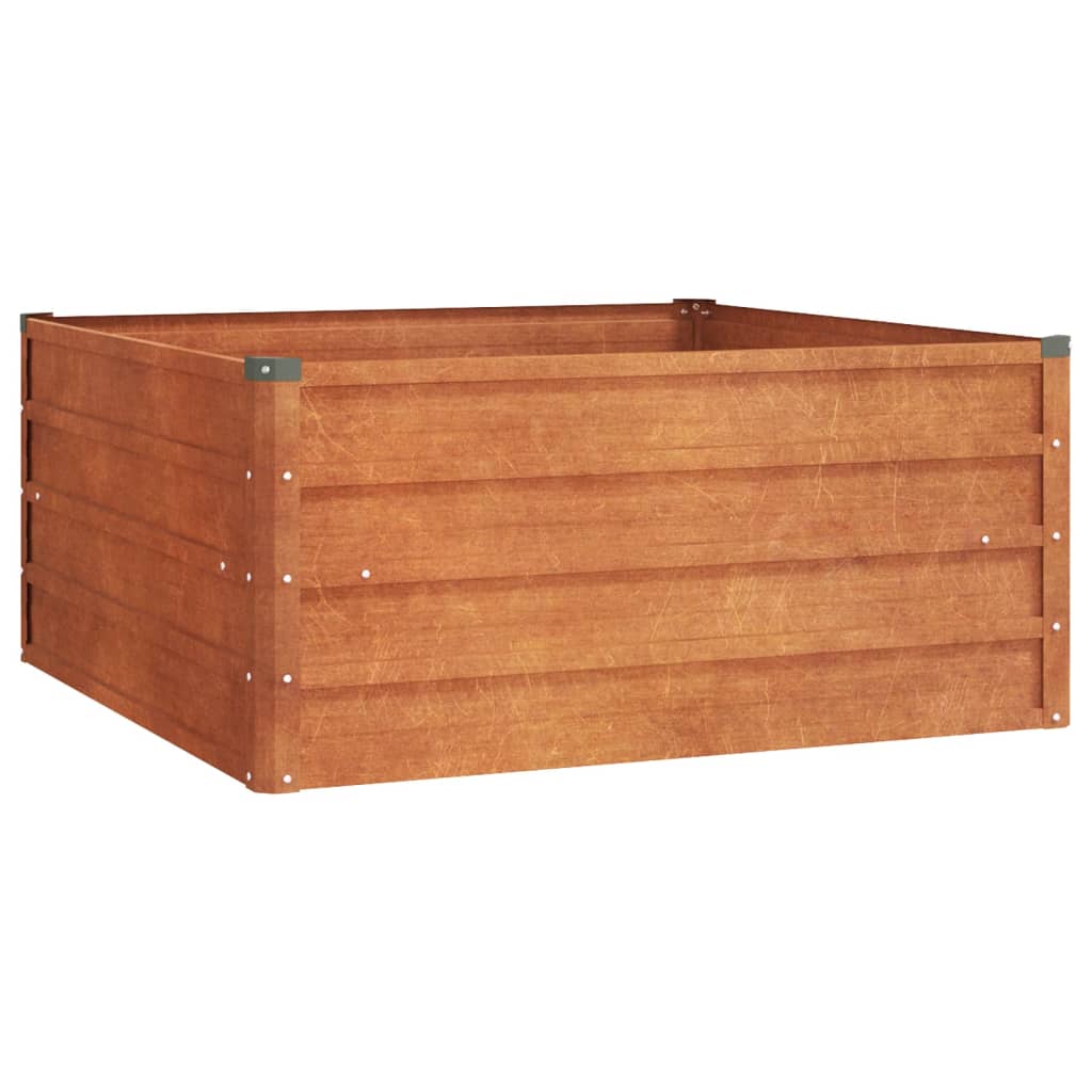 Letto Rialzato da Giardino Ruggine 100x100x45 cm Acciaio Corten - homemem39
