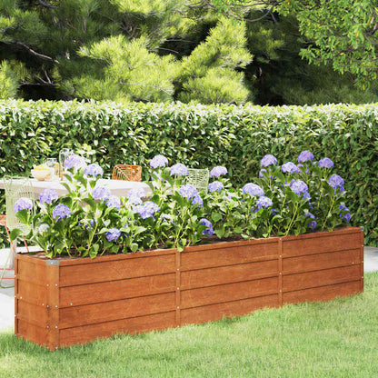 Letto Rialzato da Giardino Ruggine 240x40x45 cm Acciaio Corten - homemem39