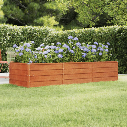 Letto Rialzato da Giardino Ruggine 240x80x45 cm Acciaio Corten