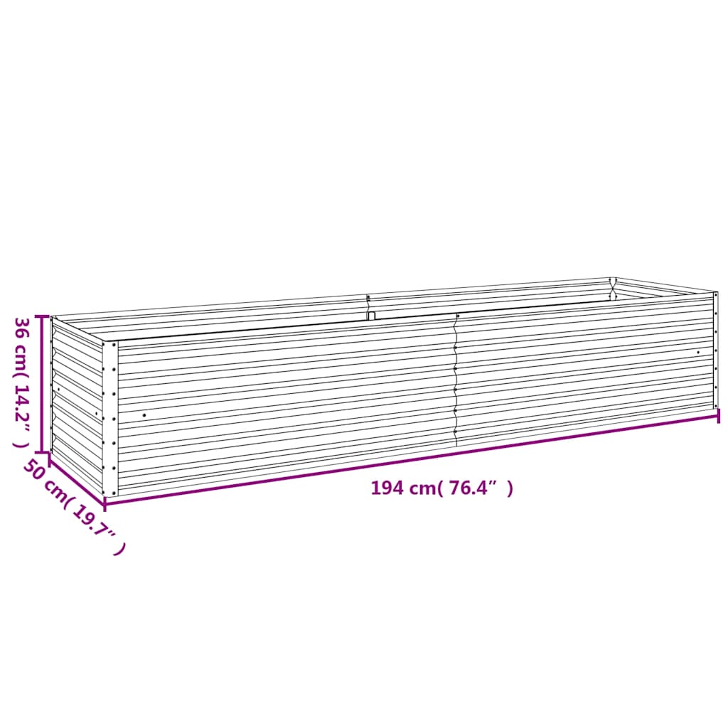 Fioriera Rialzata da Giardino 194x50x36 cm in Acciaio Corten - homemem39