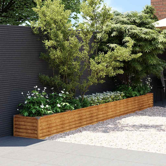Letto rialzato da giardino 482x50x36 cm in acciaio Corten | homemem39