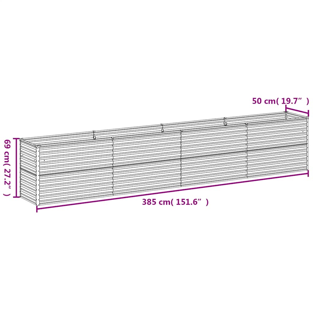 Fioriera Rialzata da Giardino 385x50x69 cm in Acciaio Corten - homemem39