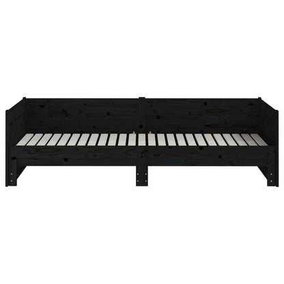 Dormeuse Estraibile Nera in Legno Massello di Pino 2x(90x190)cm | homemem39