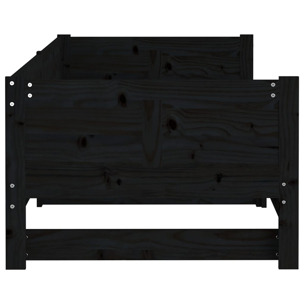 Dormeuse Estraibile Nera in Legno Massello di Pino 2x(90x190)cm | homemem39
