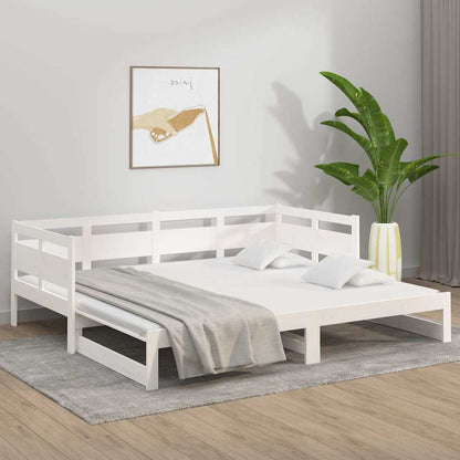 Dormeuse Estraibile Bianca Legno Massello di Pino 2x(90x200) cm