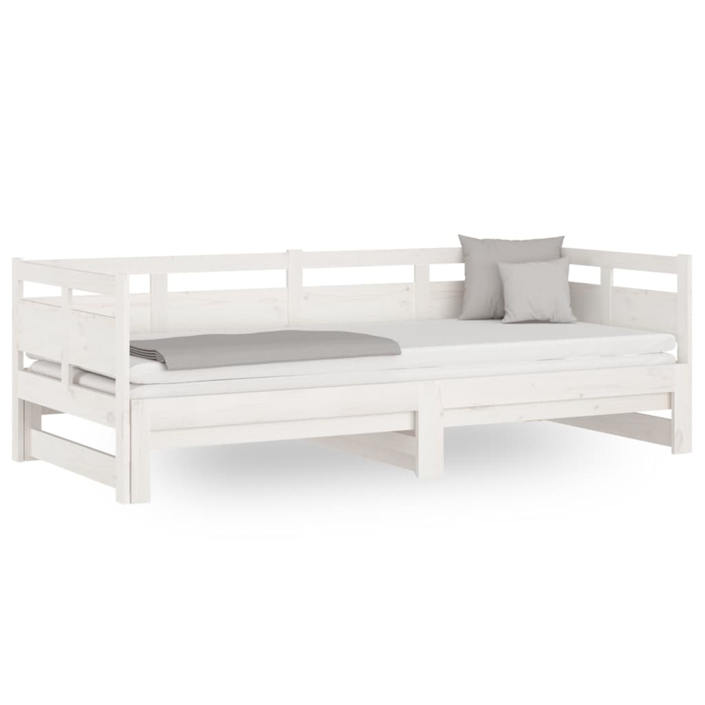Dormeuse Estraibile Bianca Legno Massello di Pino 2x(80x200) cm | homemem39