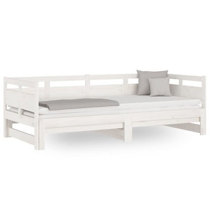 Dormeuse Estraibile Bianca Legno Massello di Pino 2x(80x200) cm | homemem39