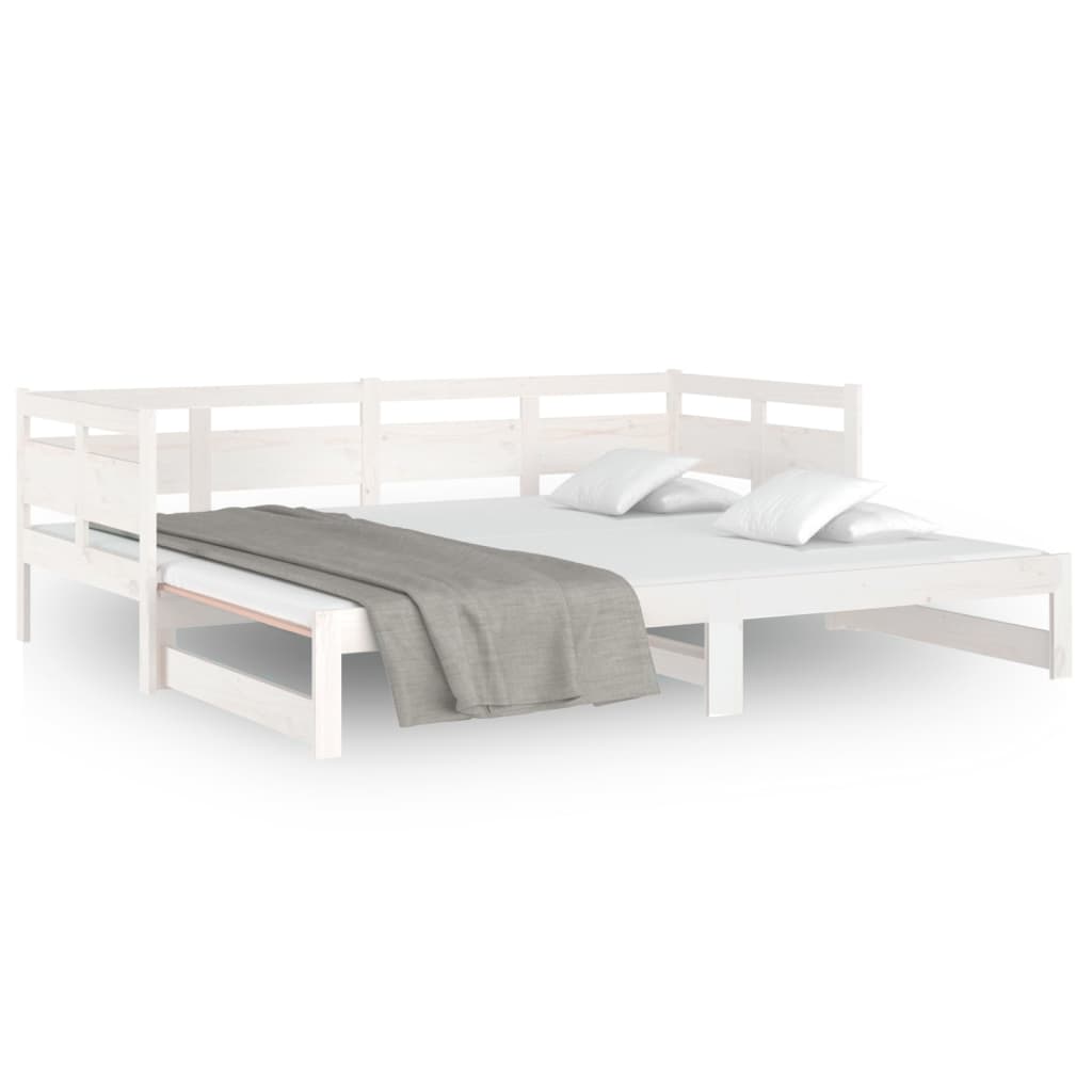 Dormeuse Estraibile Bianca Legno Massello di Pino 2x(80x200) cm | homemem39