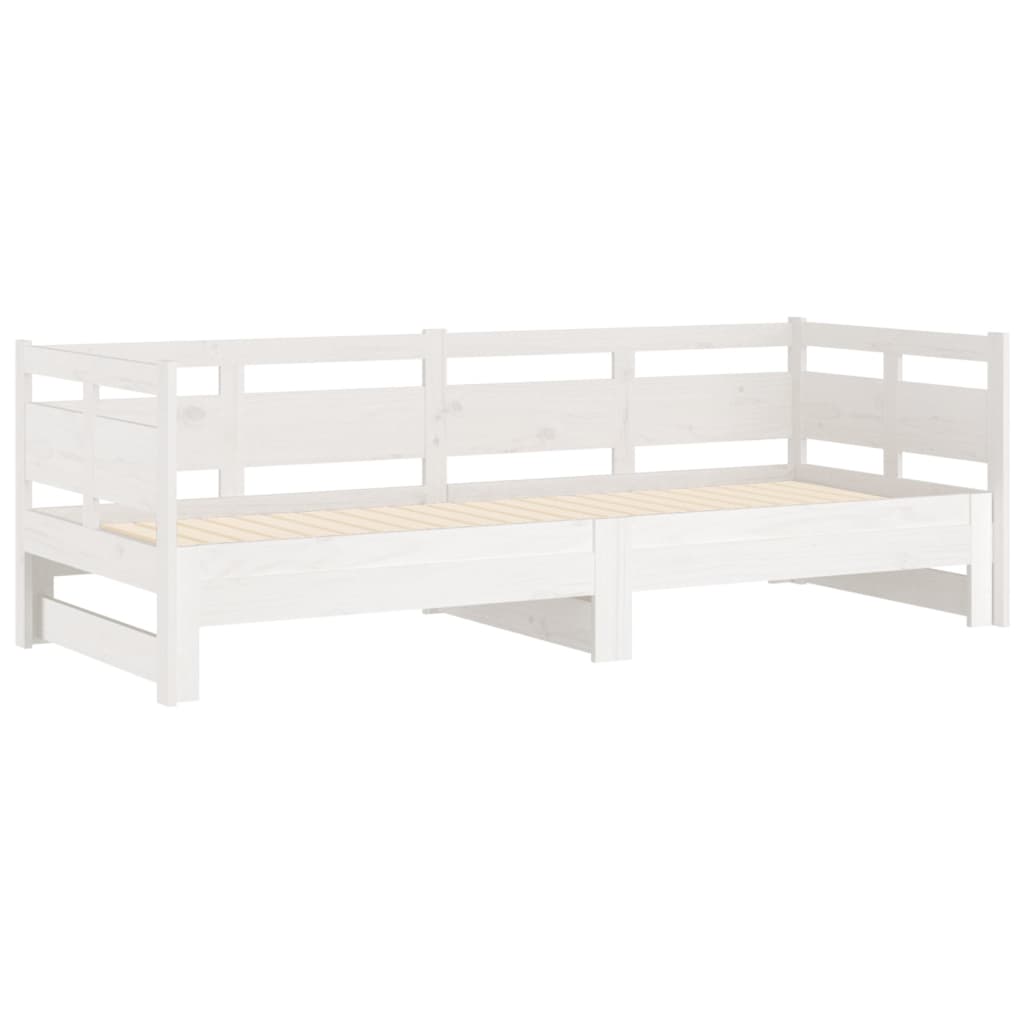 Dormeuse Estraibile Bianca Legno Massello di Pino 2x(80x200) cm | homemem39