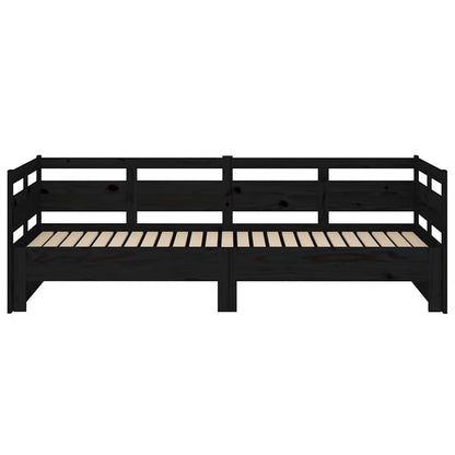 Dormeuse Estraibile Nera in Legno Massello di Pino 2x(90x190)cm