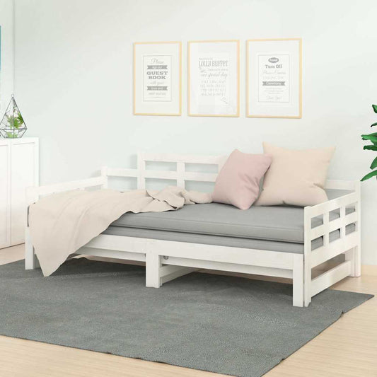 Dormeuse Estraibile Bianca Legno Massello di Pino 80x200 cm