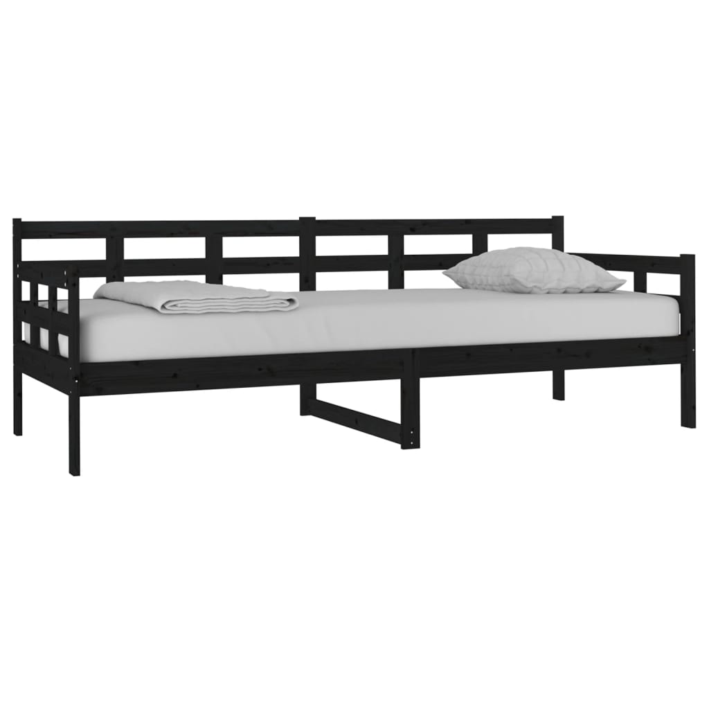 Dormeuse Nera in Legno Massello di Pino 80x200 cm - homemem39