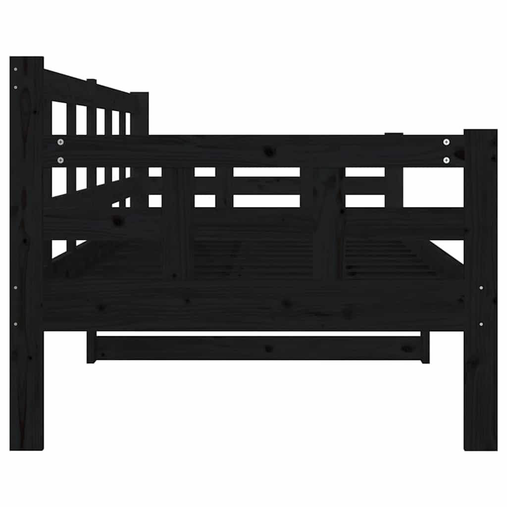 Dormeuse Nera in Legno Massello di Pino 80x200 cm