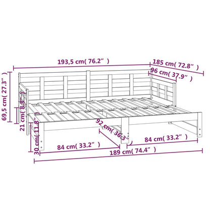 Dormeuse Estraibile in Legno Massello di Pino 2x(90x190) cm