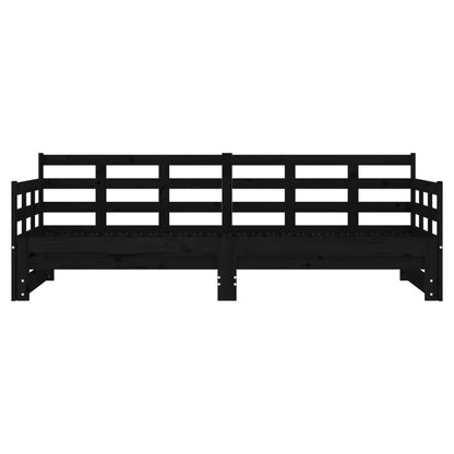 Dormeuse Estraibile Nera in Legno Massello di Pino 2x(90x190)cm - homemem39