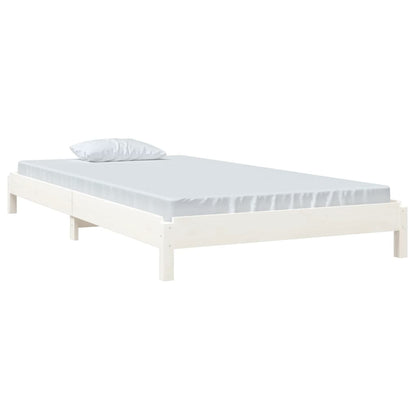 Letto Impilabile Bianco 100x200cm in Legno Massello di Pino - homemem39