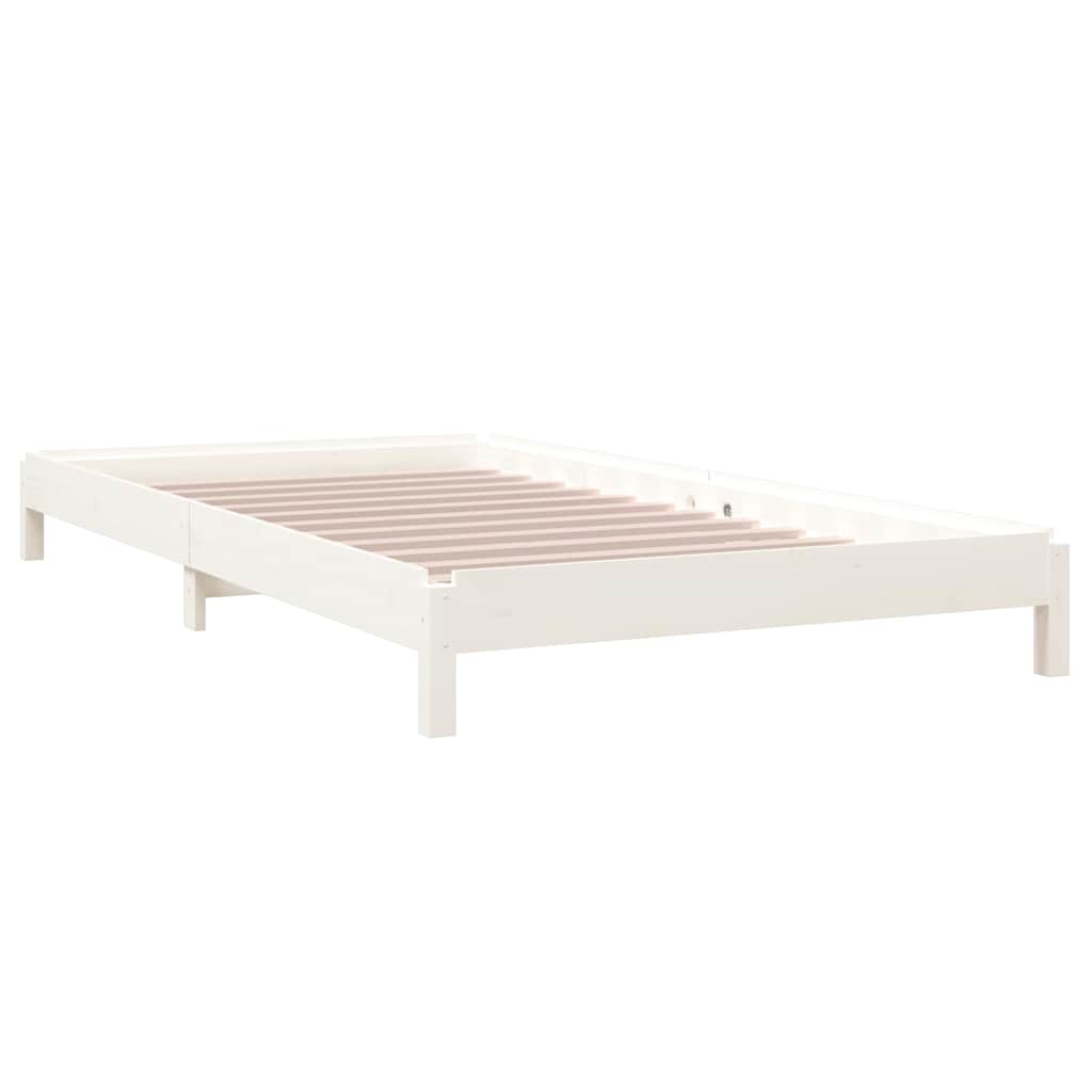 Letto Impilabile Bianco 100x200cm in Legno Massello di Pino