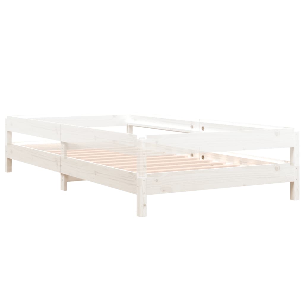 Letto Impilabile Bianco 100x200cm in Legno Massello di Pino - homemem39