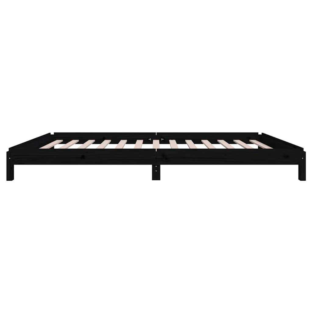 Letto Impilabile Nero 90x200cm in Legno Massello di Pino