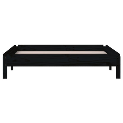 Letto Impilabile Nero 80x200 cm in Legno Massello di Pino - homemem39