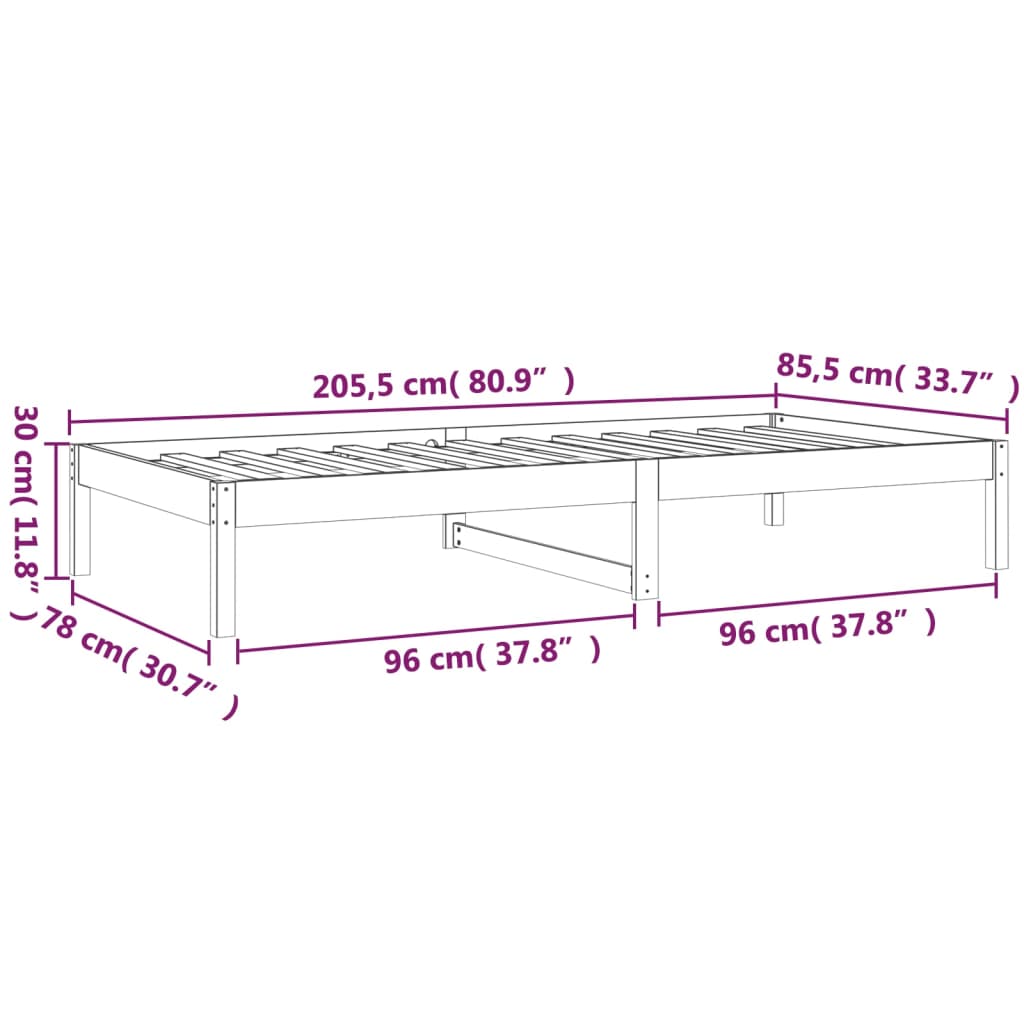 Dormeuse senza Materasso Bianca 80x200 cm Legno Massello Pino | homemem39