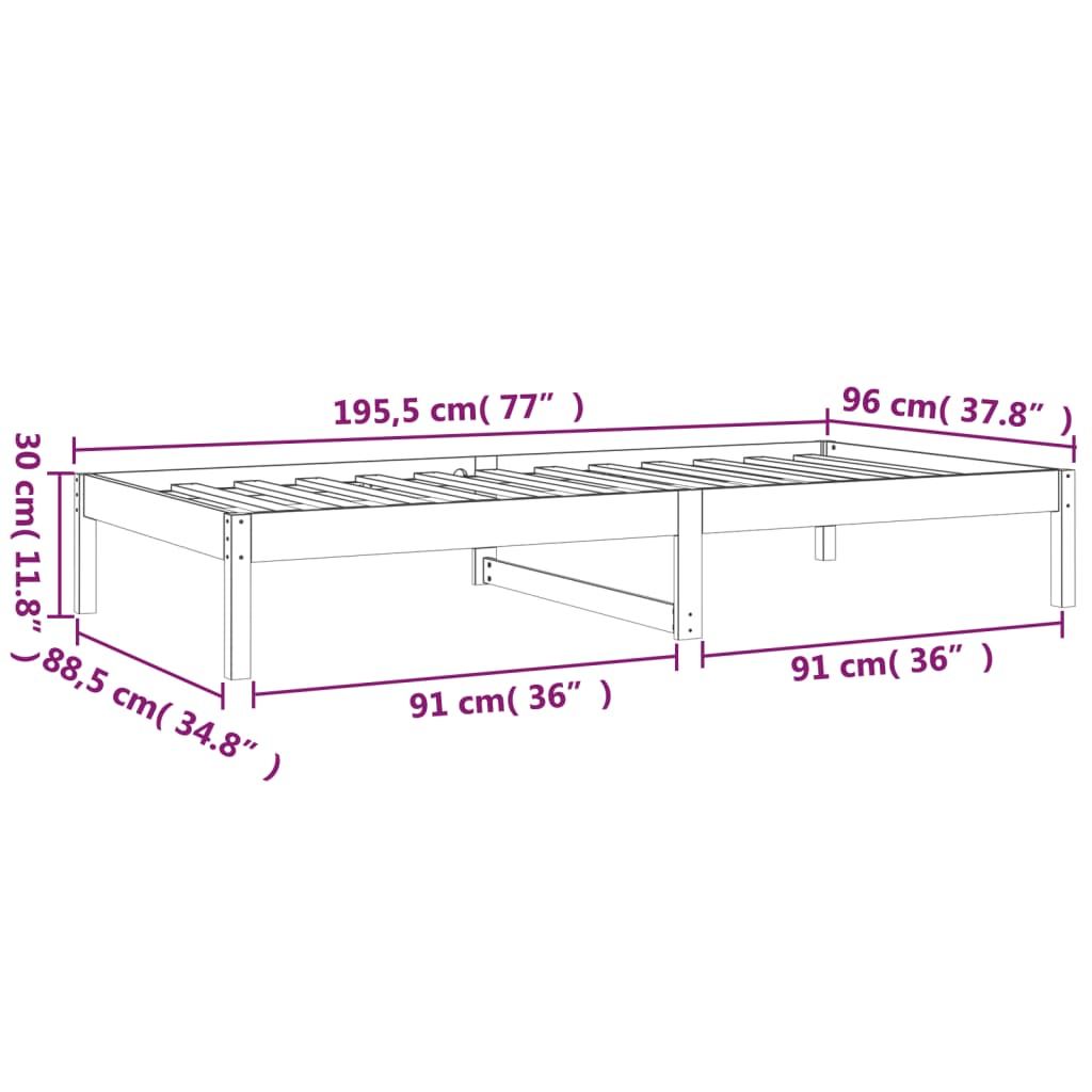Dormeuse 90x190 cm Single in Legno Massello di Pino | homemem39