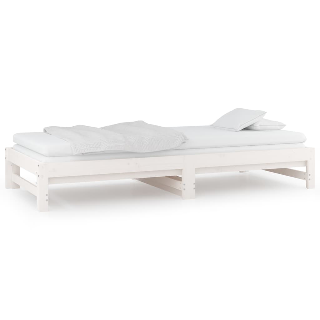 Dormeuse Estraibile Bianca 2x(90x200) cm Legno Massello di Pino - homemem39