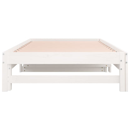 Dormeuse Estraibile Bianca 2x(80x200) cm Legno Massello di Pino | homemem39