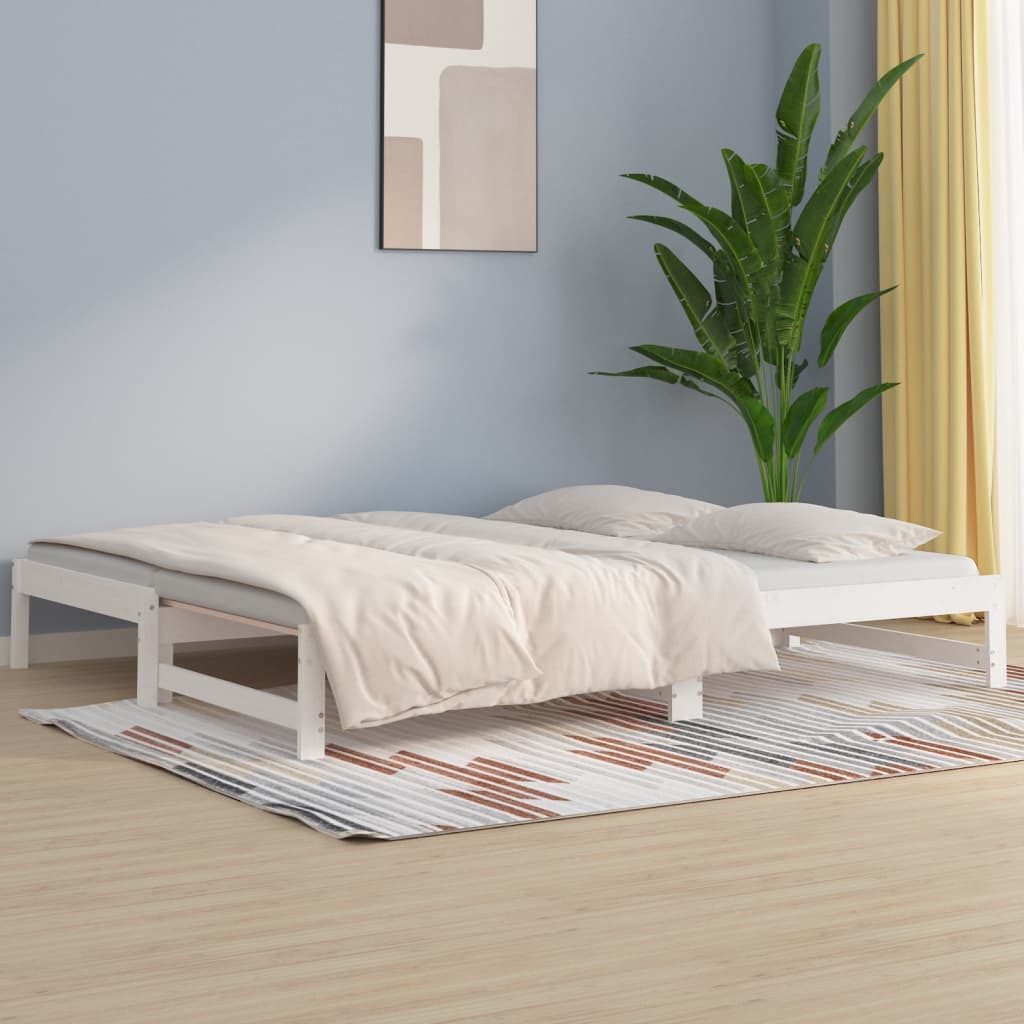 Dormeuse Estraibile Bianca 2x(80x200) cm Legno Massello di Pino | homemem39