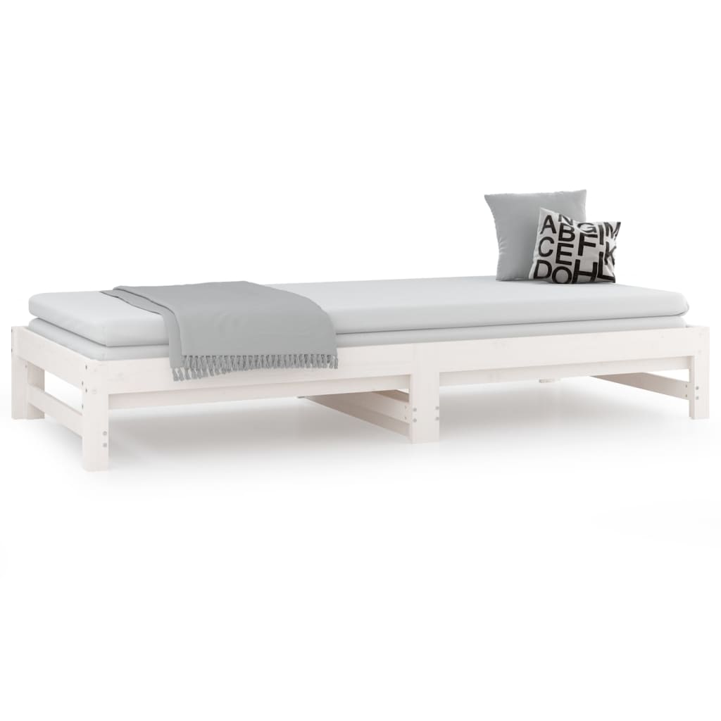 Dormeuse Estraibile Bianca 2x(90x190) cm Legno Massello di Pino | homemem39