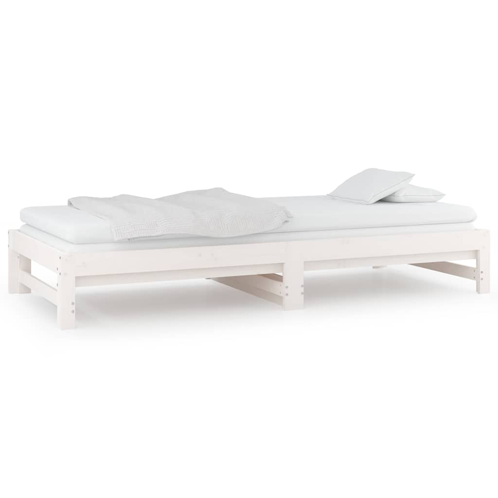 Dormeuse Estraibile Bianca 2x(90x190) cm Legno Massello di Pino