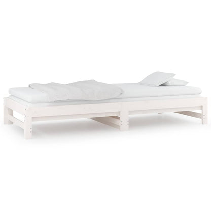 Dormeuse Estraibile Bianca 2x(90x190) cm Legno Massello di Pino