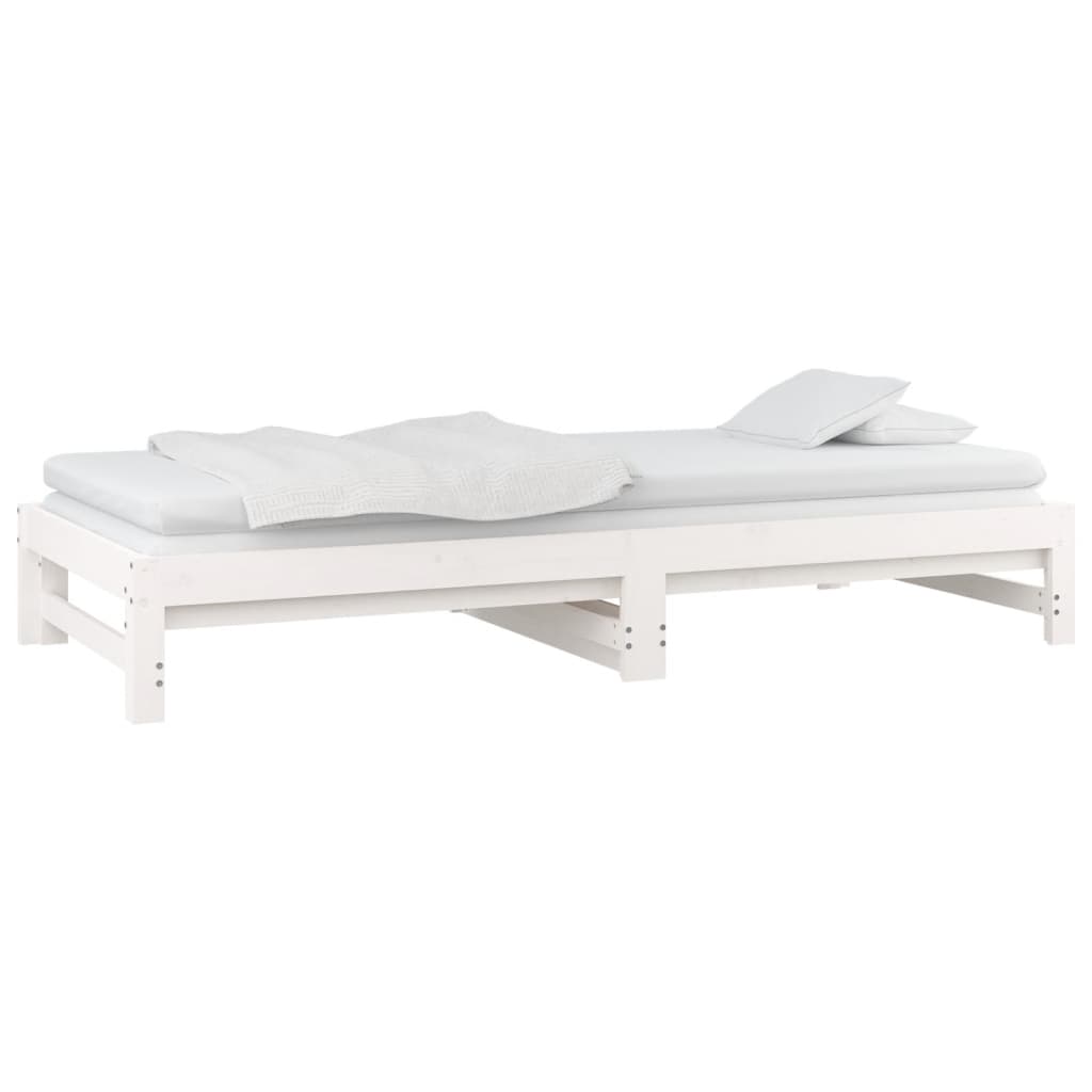 Dormeuse Estraibile Bianca 2x(90x190) cm Legno Massello di Pino | homemem39