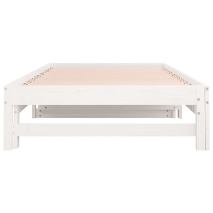 Dormeuse Estraibile Bianca 2x(90x190) cm Legno Massello di Pino | homemem39