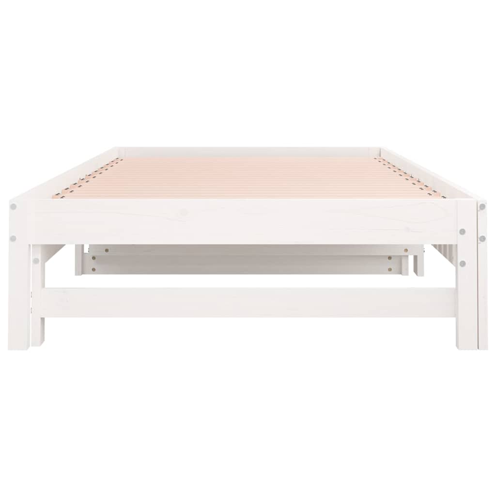 Dormeuse Estraibile Bianca 2x(90x190) cm Legno Massello di Pino