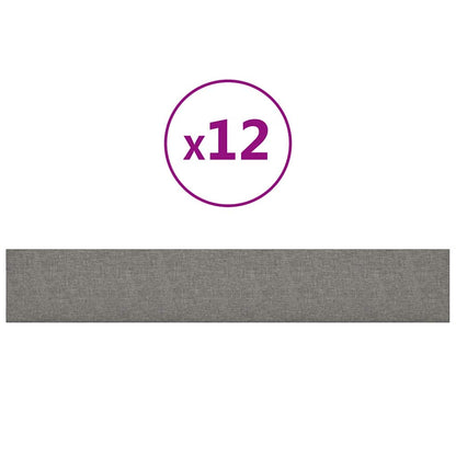 Pannelli Murali 12 pz Grigio Chiaro 90x15 cm Tessuto 1,62 m²