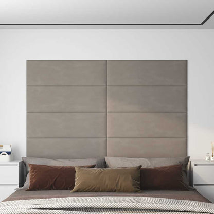 Pannelli Murali 12 pz Grigio Chiaro 90x30 cm Velluto 3,24 m²