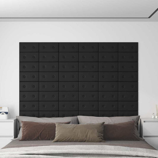 Testiera da Parete 12 pcs Nero 30 x 15 cm Pelle Sintetica | homemem39