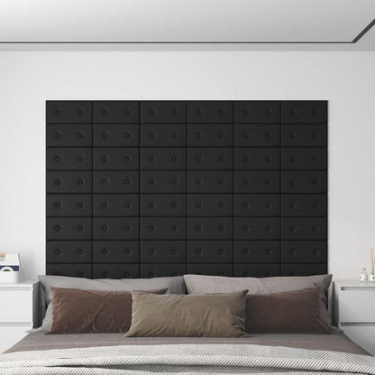 Testiera da Parete 12 pcs Nero 30 x 15 cm Pelle Sintetica